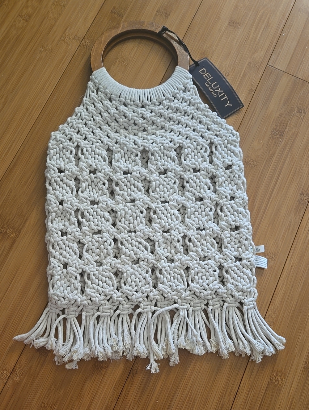 NWT Deluxity Cream Macramรฉ Purse